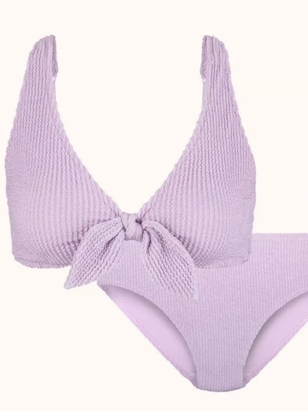 Lively Swim - Ruched High Waist Bikini Bottoms & Bralette Top - Lilac - Small